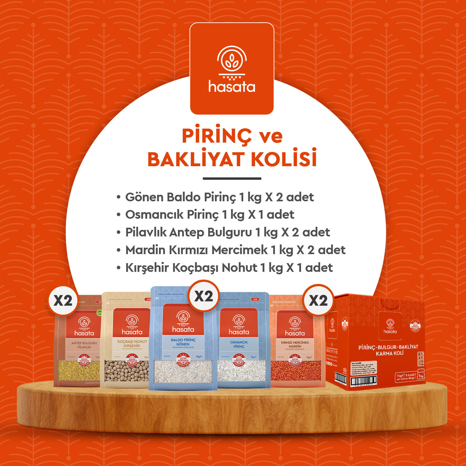 Hasata Karma Pirinç Bakliyat Kolisi (8 Kg) - 1