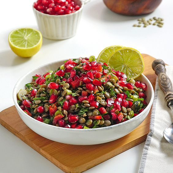 GREEN LENTIL SALAD WITH POMEGRANATE